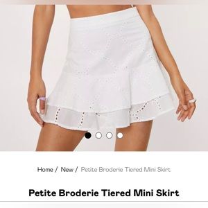 NASTY GAL Petite Broderie Tiered Mini Skirt